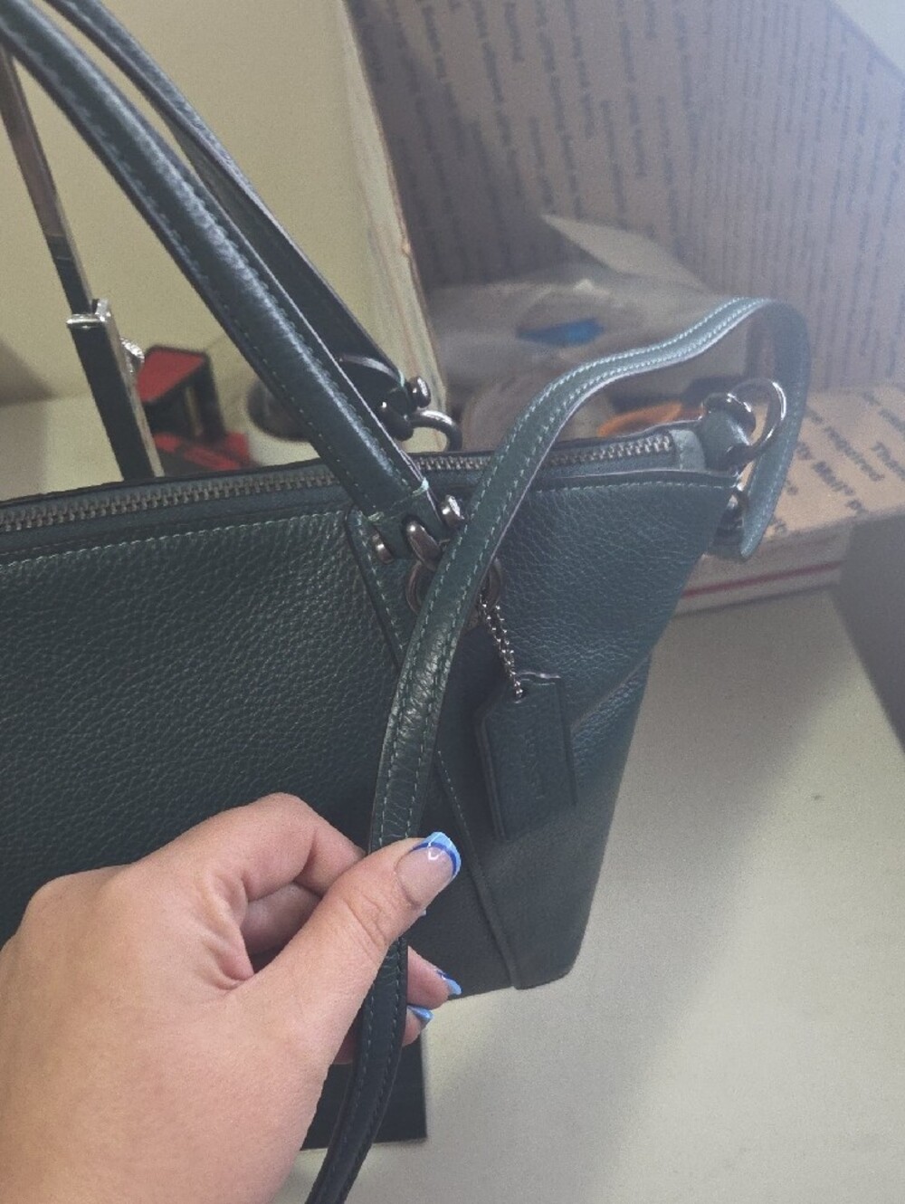 Coach Kacey Pebble Leather Satchel Handbag in Deep Green - Picture 4 of 11
